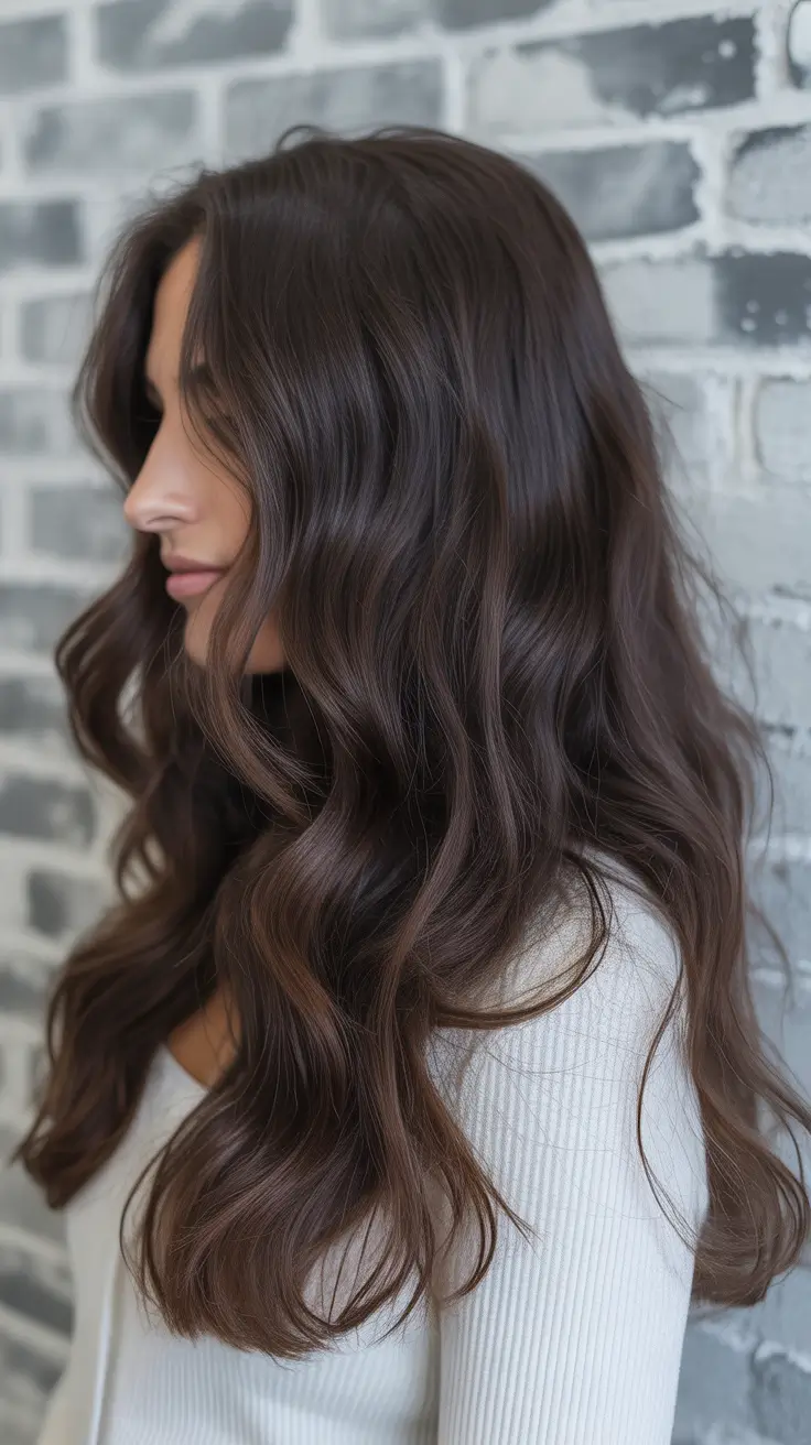 dark brown fall hair colors Loose Mocha Waves with Natural Depth