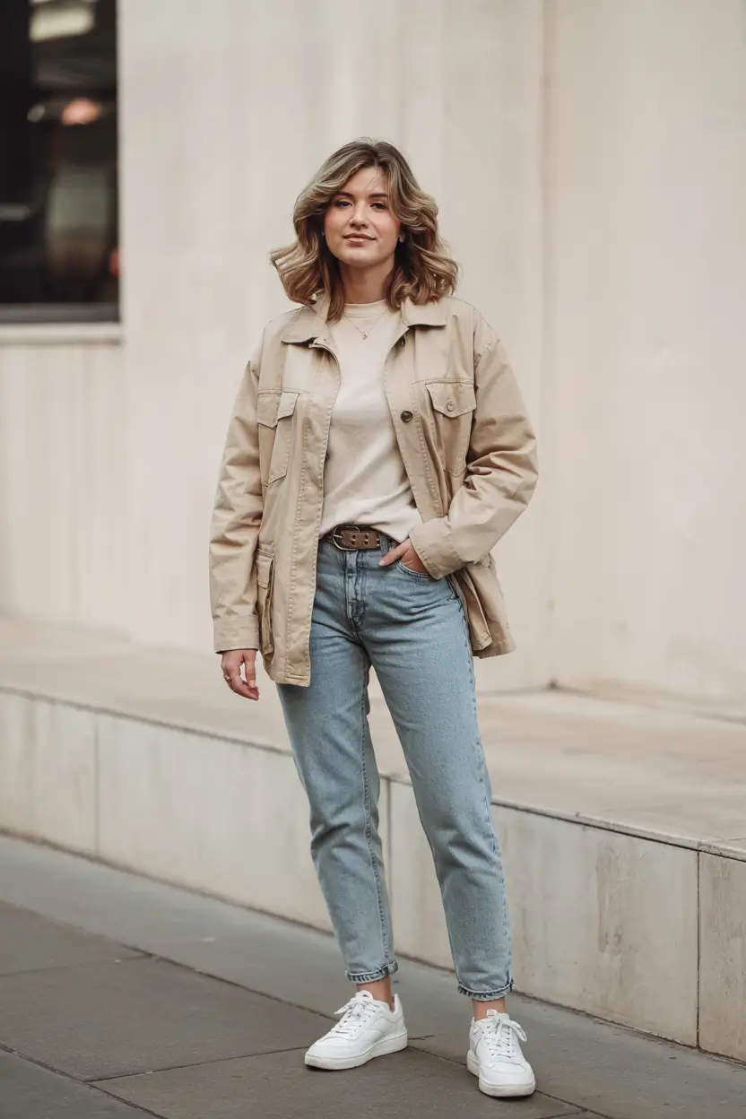 early fall outfits Utility Jacket Minimalism