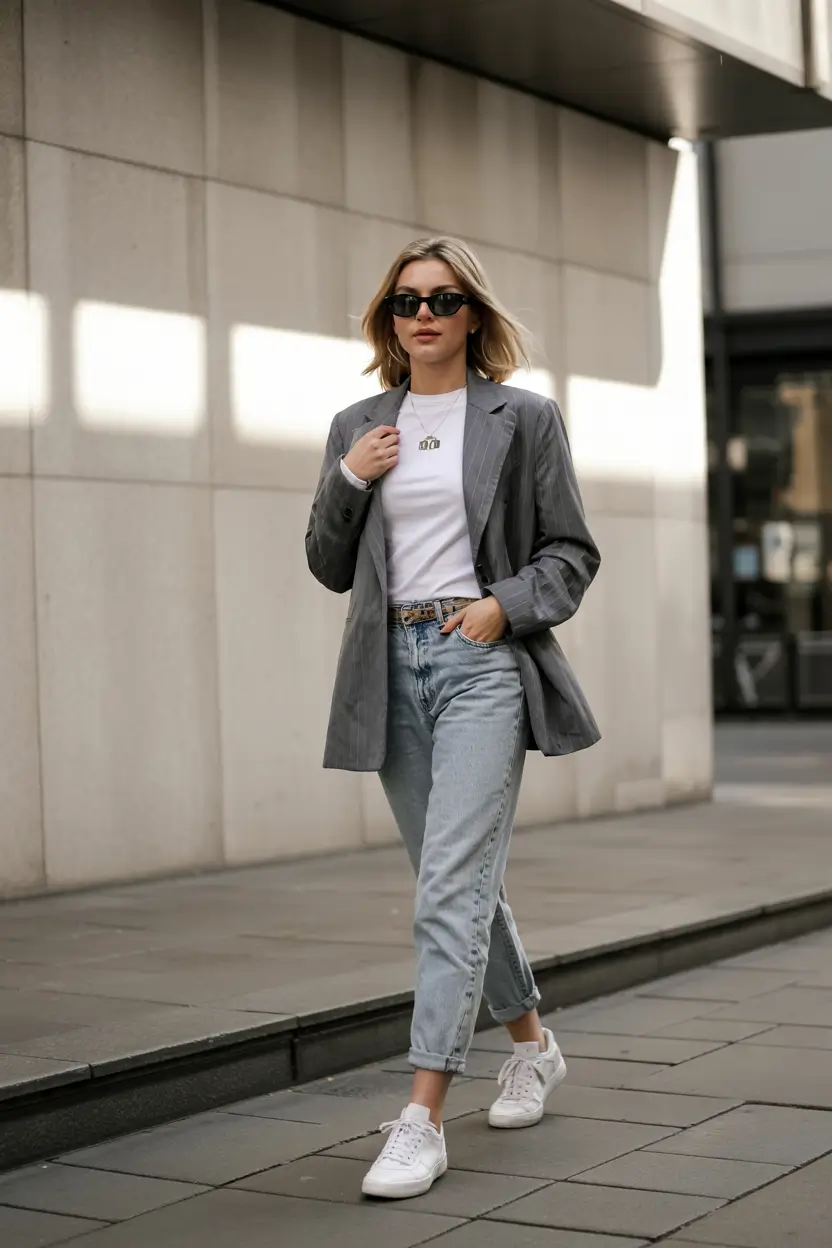 early fall outfits Tailored Blazer with Weekend Ease