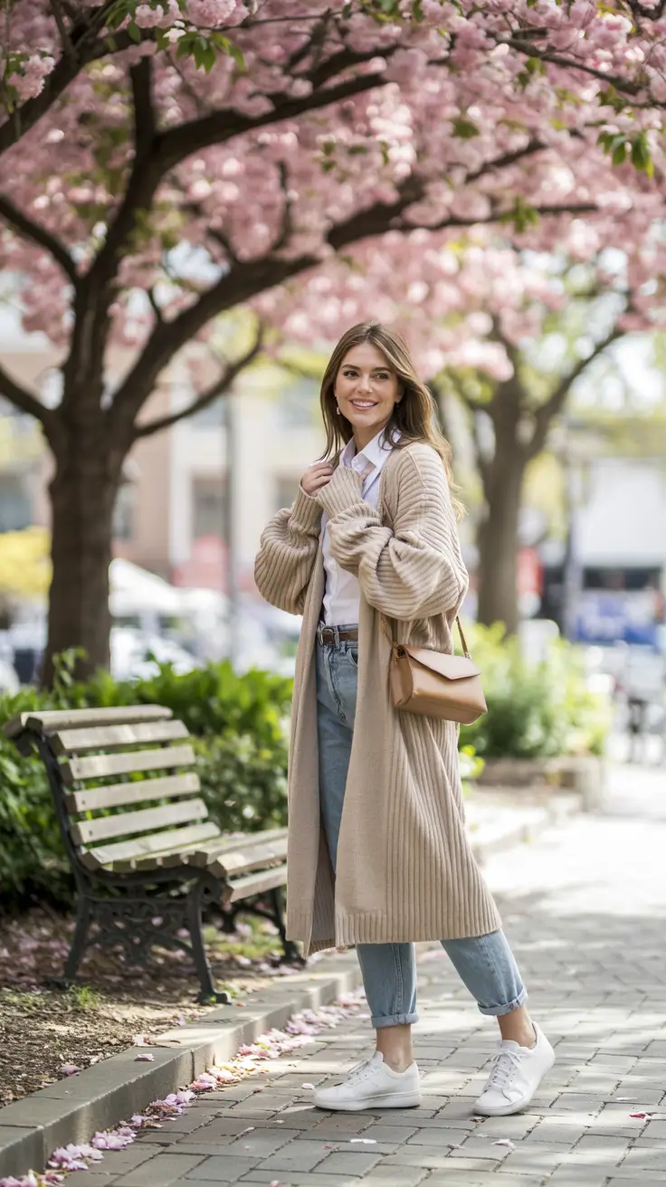 early fall outfits Soft Layers and Blossoms