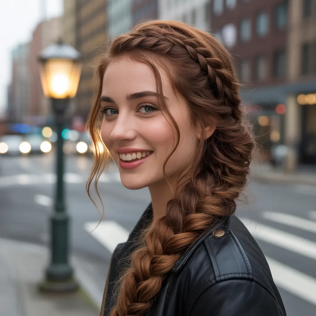 easy fall hairstyles Loose Side Braid with Fall Street Charm