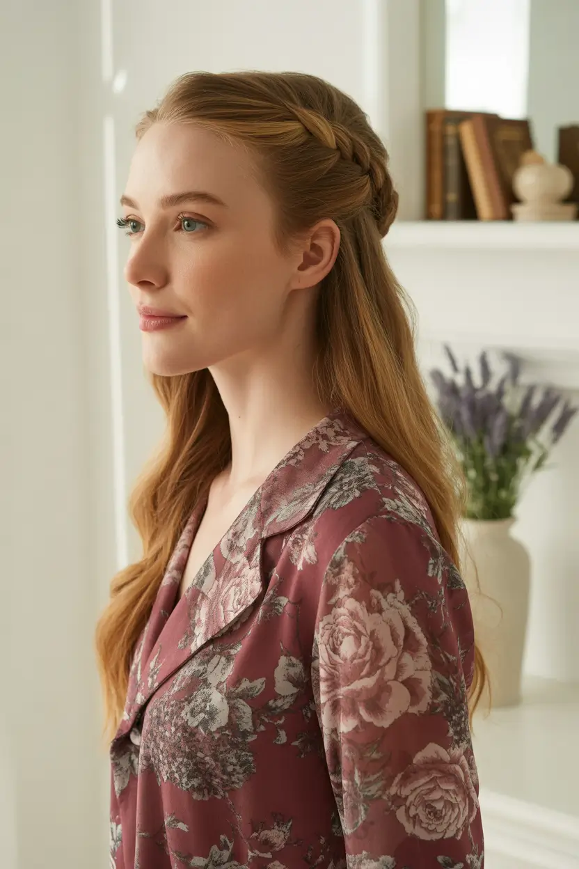 easy fall hairstyles Elegant Side Braid with Natural Flow