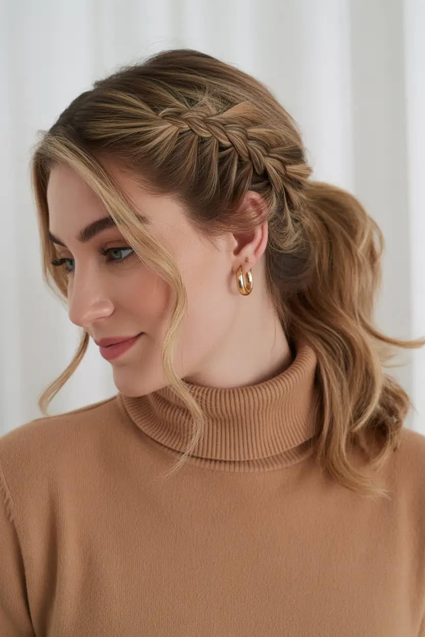 easy fall hairstyles for medium hair French Braid Ponytail with a Soft Side Sweep