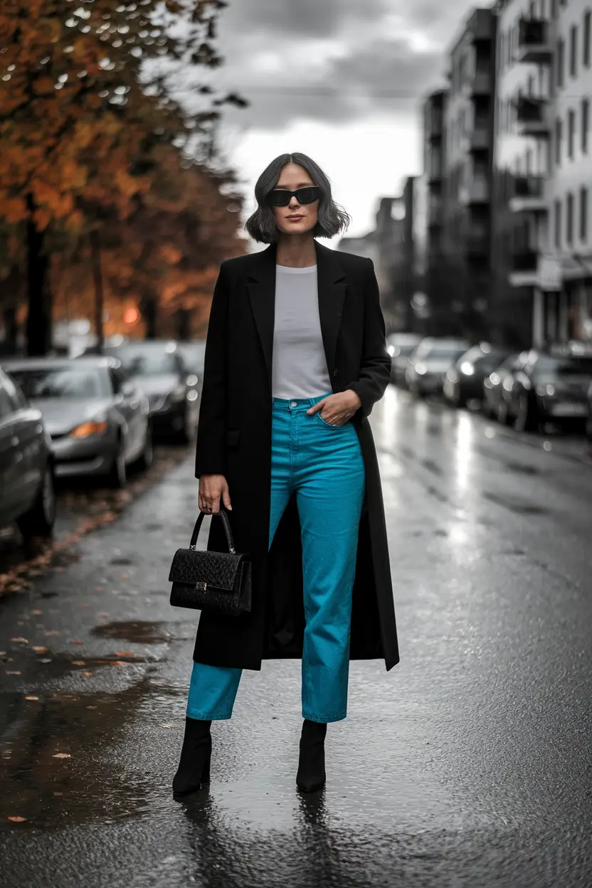 everyday fall outfits Bold Color Meets Minimal Mood