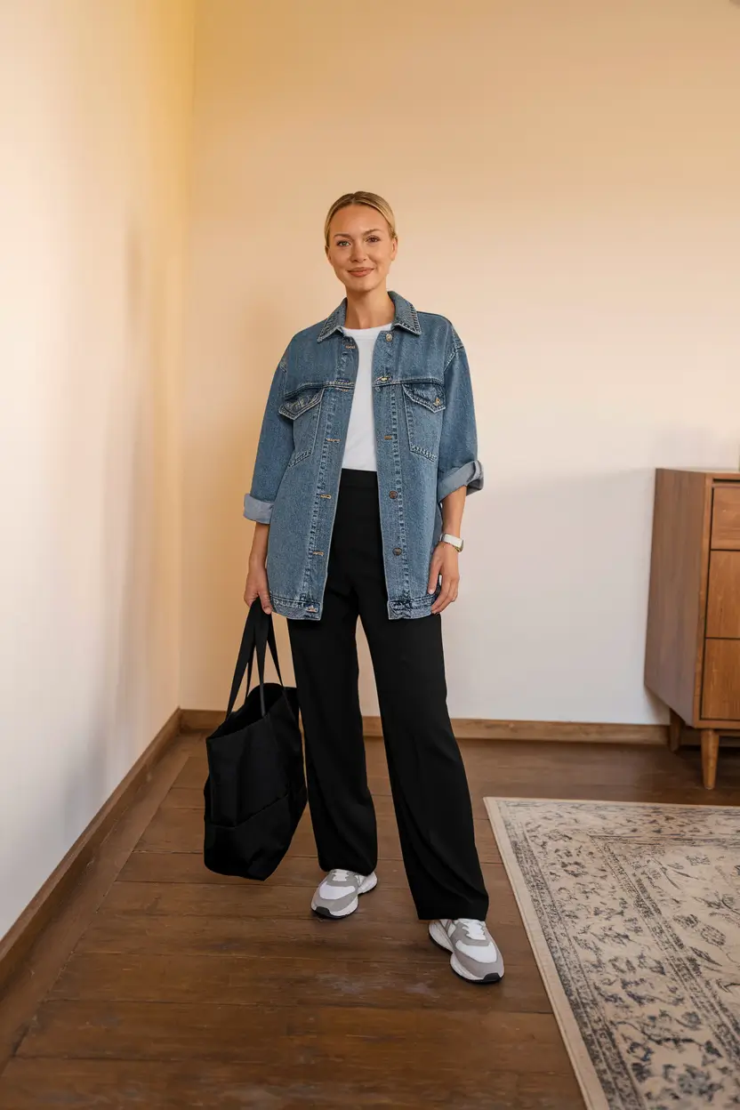 everyday fall outfits Denim Oversize and Athleisure Ease