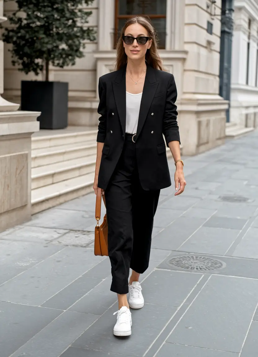 everyday fall outfits Modern Suiting with Sneaker Cool