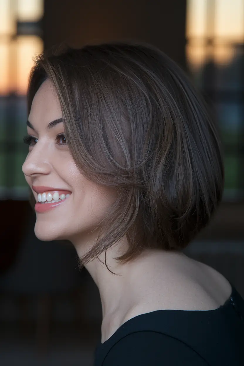 fall bob haircut Feathered Layers for an Effortless Glow
