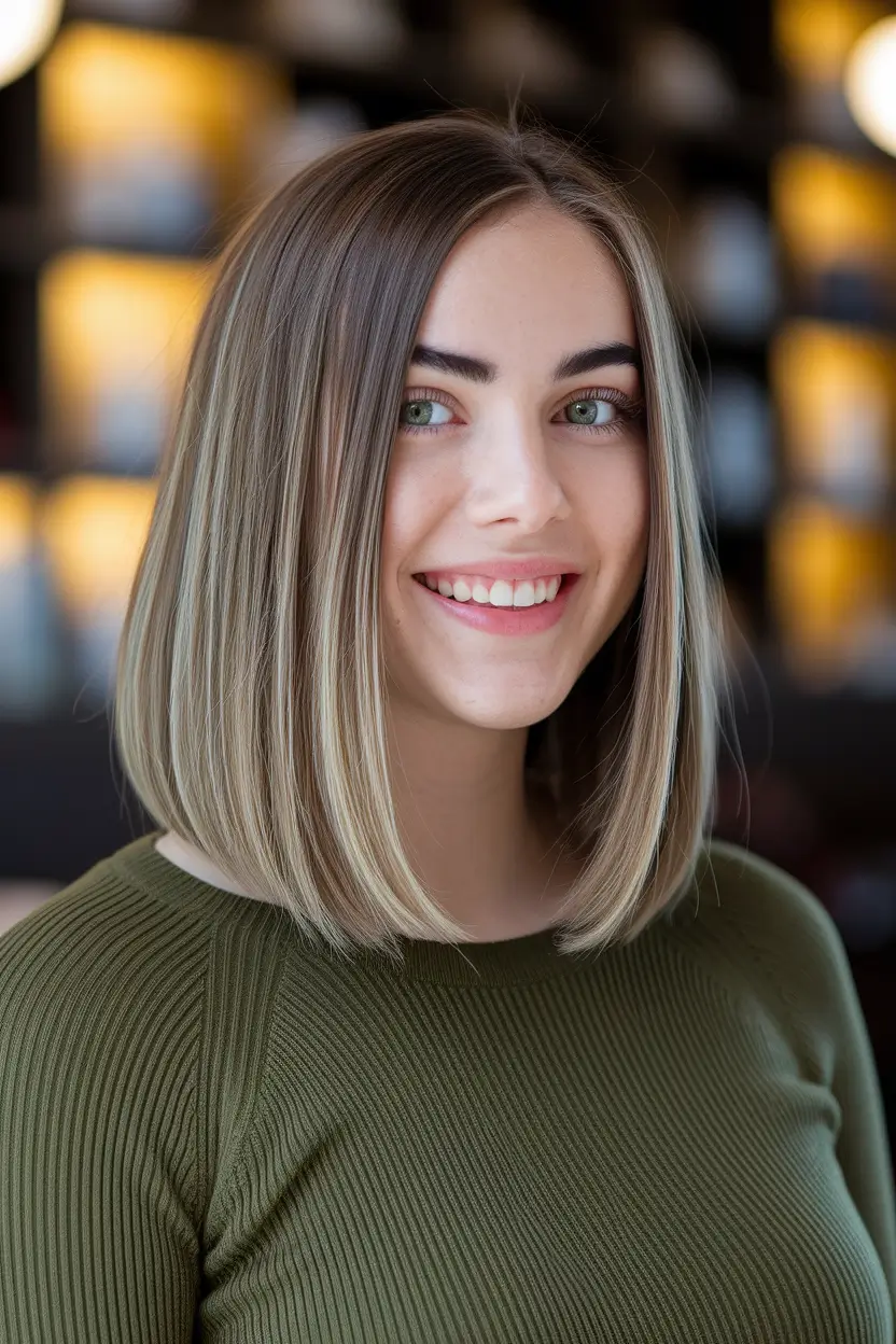 fall bob haircut Polished Center-Part Blonde Bob