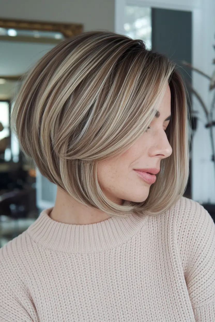 fall bob haircut Textured Taper with Ash Caramel Balayage