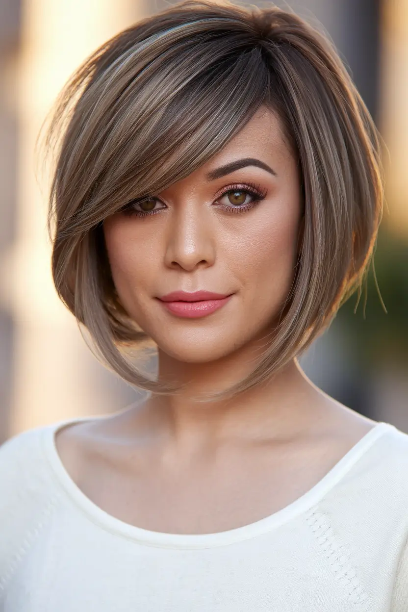 fall bob haircut Side-Banged Ash Mocha Bob