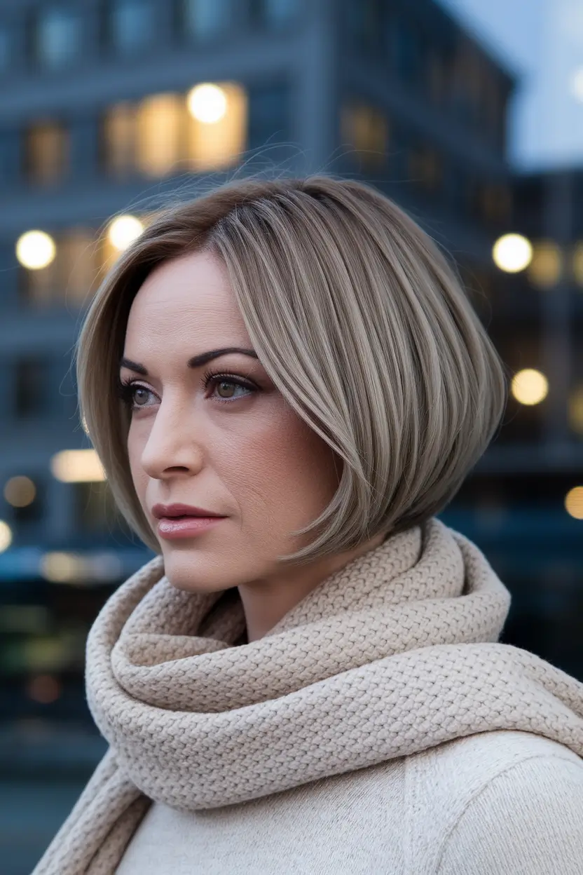 fall bob haircut Neutral Mushroom Blonde with Volume