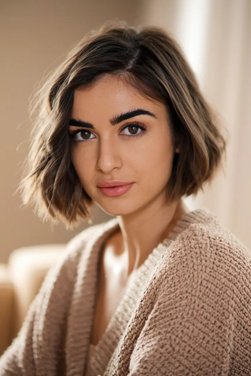 fall bob haircut Textured Soft Brunette Waves