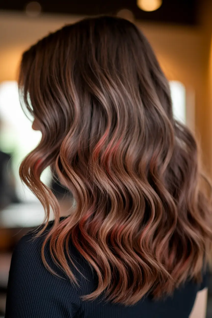 fall brown hair color Dark Cinnamon Brown with Rosy Undertones