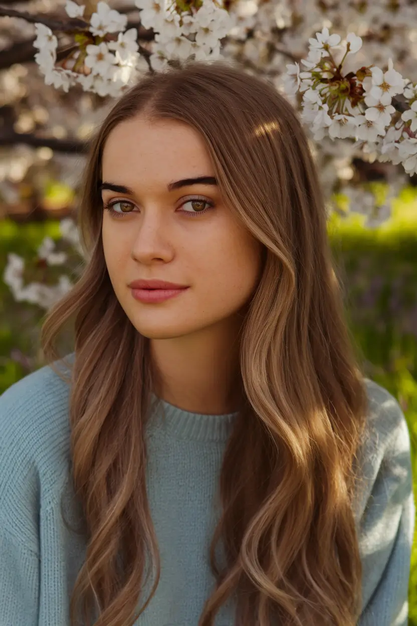 fall brown hair color Toffee Glaze on Seamless Layers