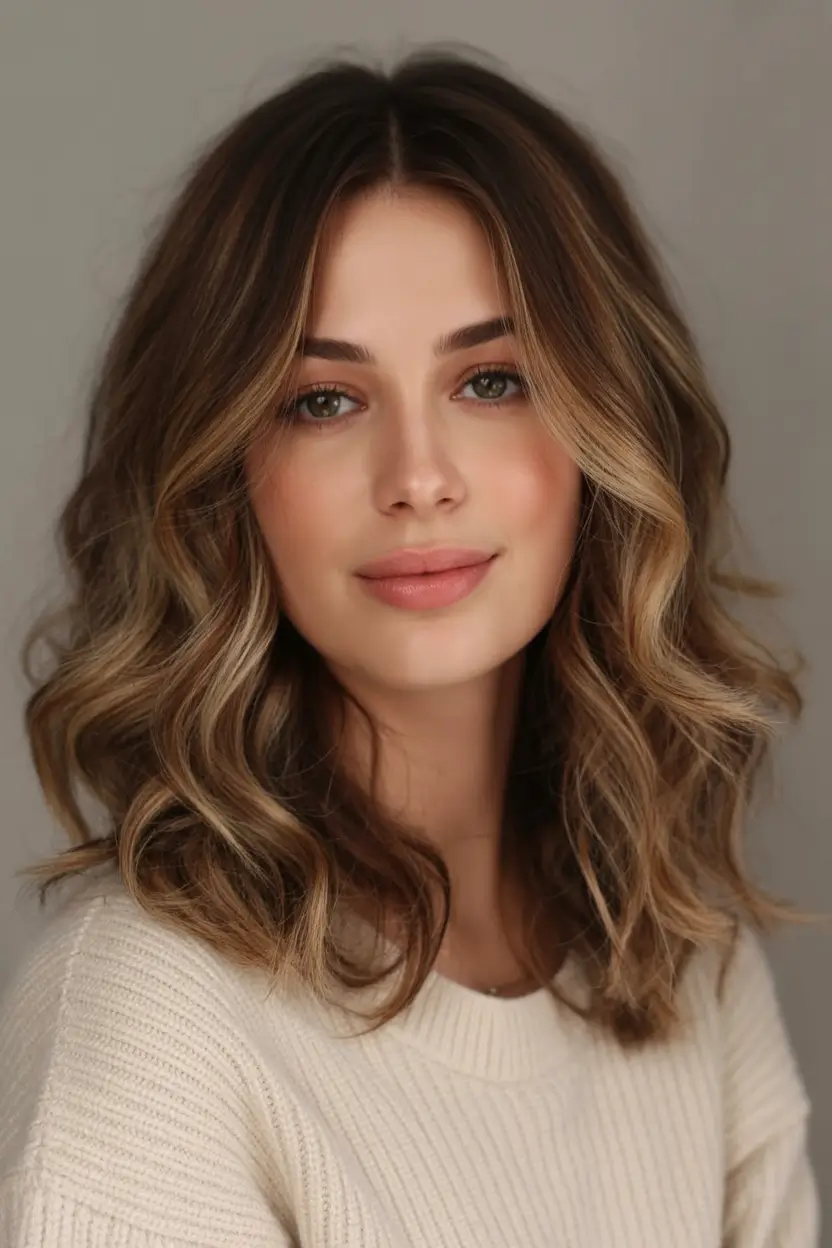 fall brunette hair color balayage+Honeyed Root Fade