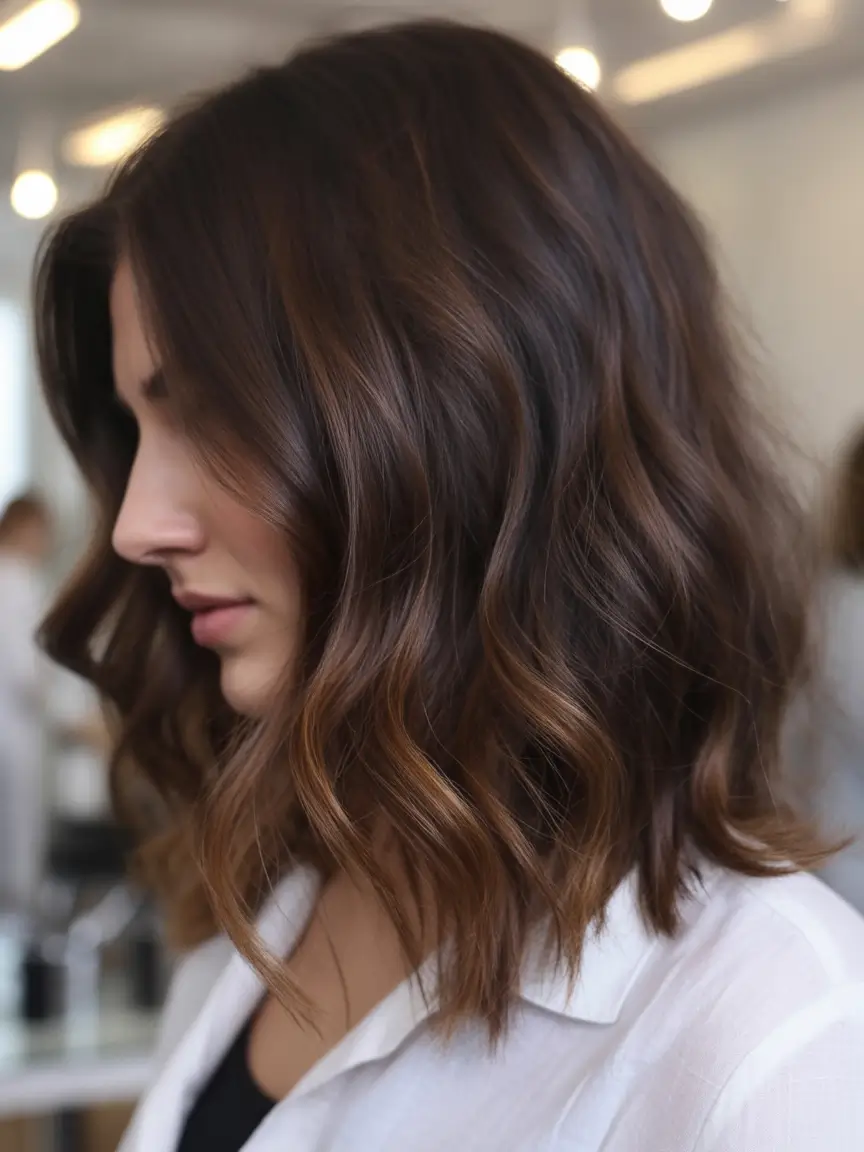 fall brunette hair color short+Classic Chestnut Crop