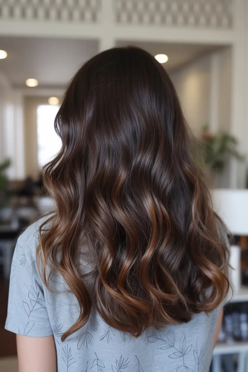 fall brunette hair color dark+Chestnut Glow