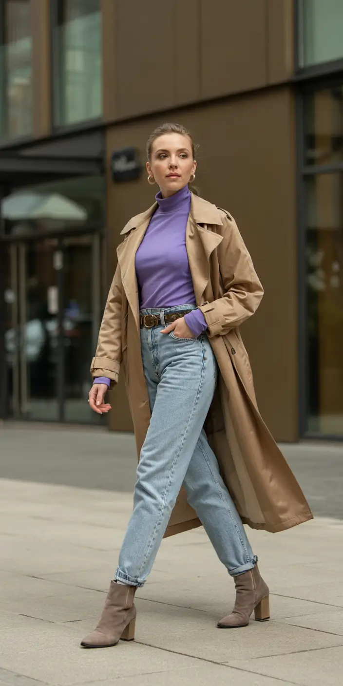 fall fashion outfits Lavender Layers & Vintage Denim