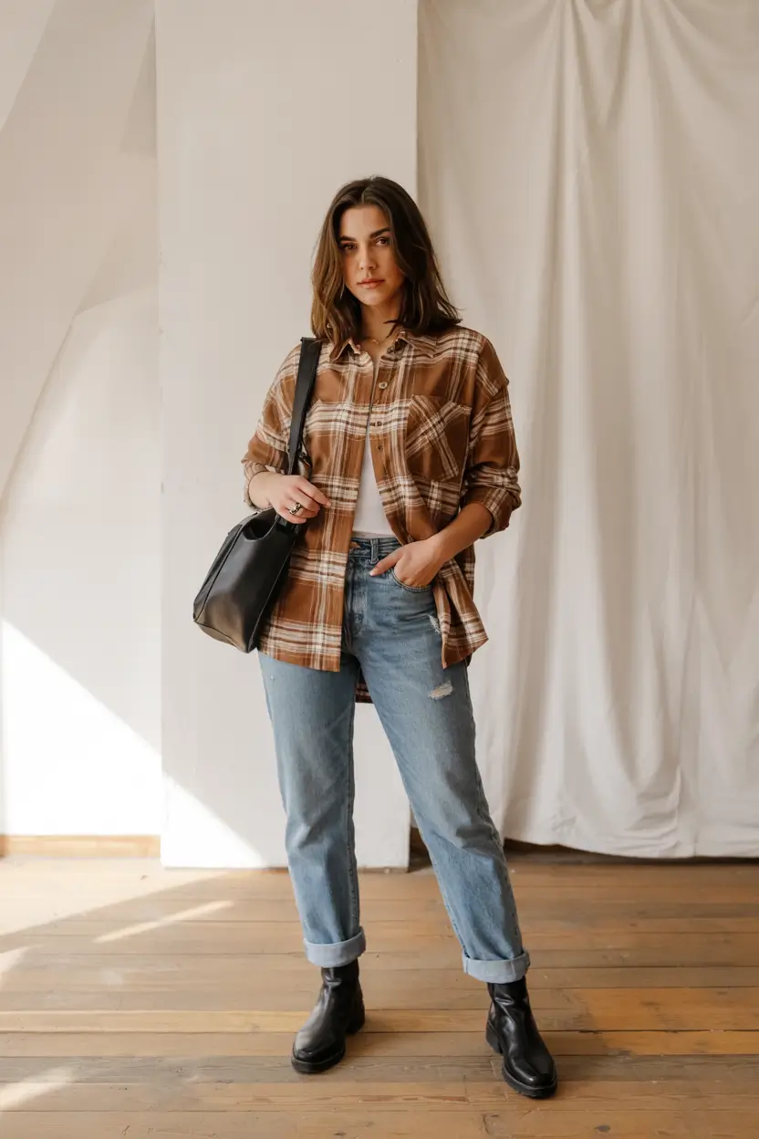 fall fashion trends for women 2025 Plaid Shirt Vibes, Upgraded