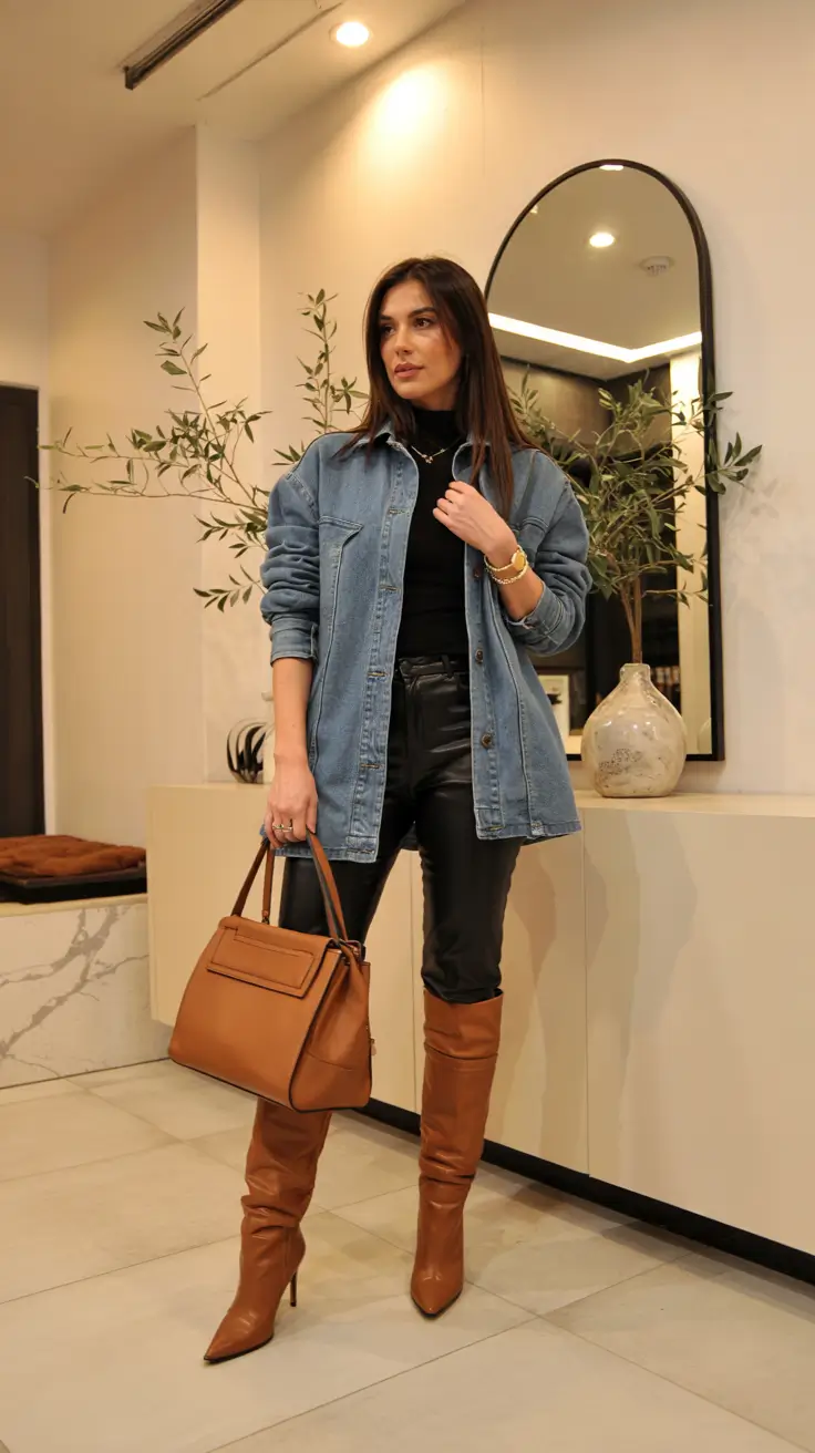 fall fashion trends for women 2025 Denim & Leather: The Bold Layer
