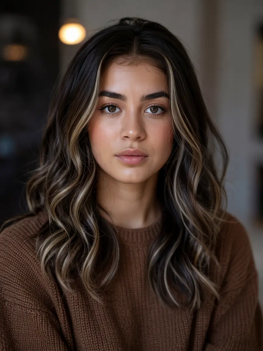 fall hair color ideas Chestnut Cocoa with Ashy Undertones