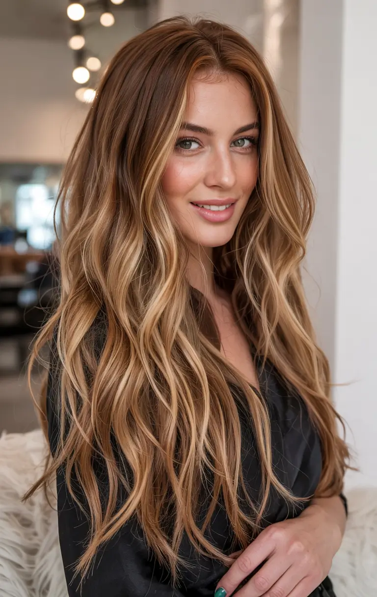 fall hair color for brunettes 2025 Golden Honey Brunette for Lush Length