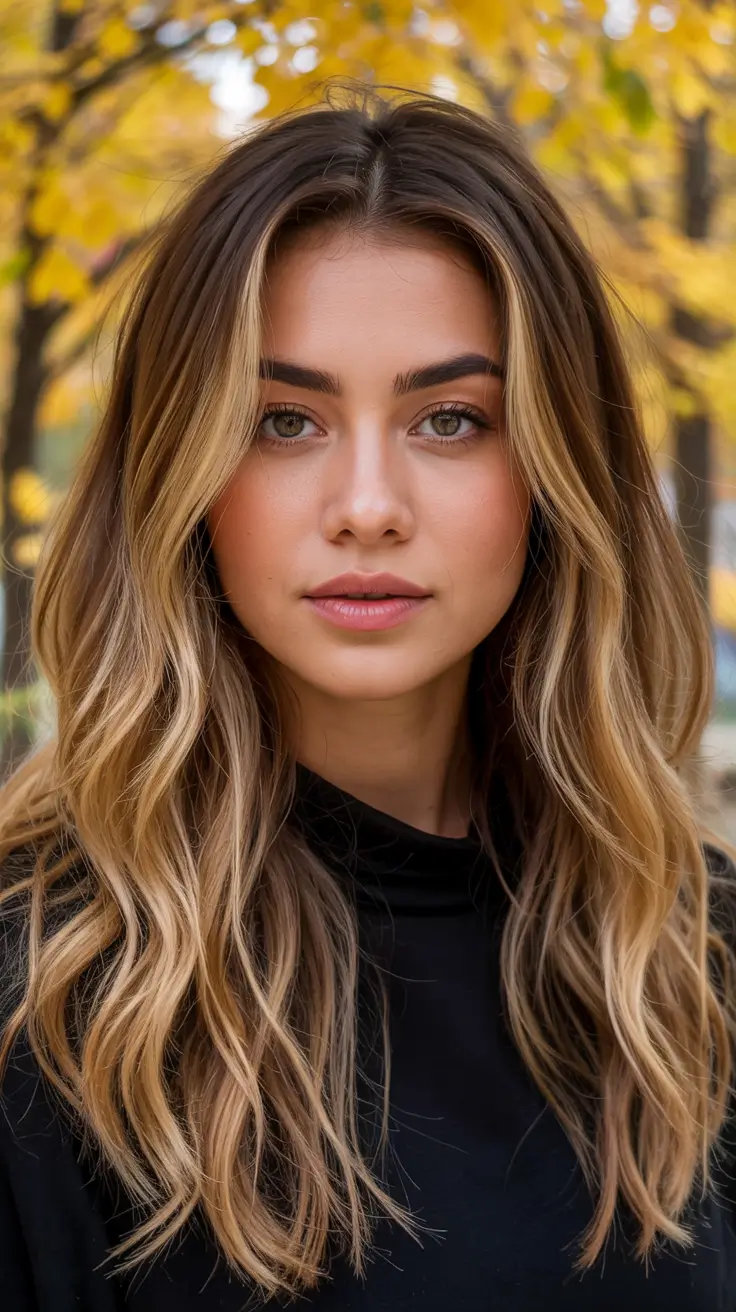 fall hair color ideas Golden Bronze Waves for Light-Loving Brunettes