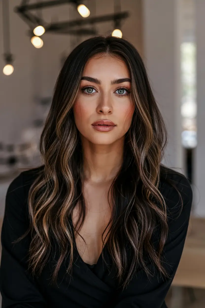 fall hair color ideas Dark Roast with Espresso Highlights