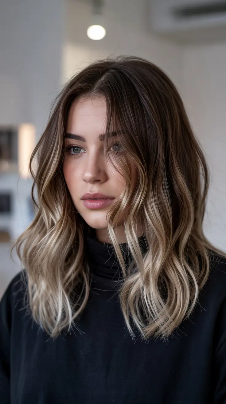 fall hair color ideas Smoky Vanilla Ombre with Root Shadow