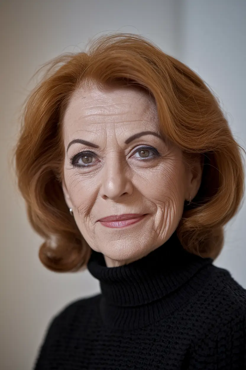 Fall 2025 Hair Color Guide for Women Over 50 Chestnut Auburn Set Curls with Retro Finish