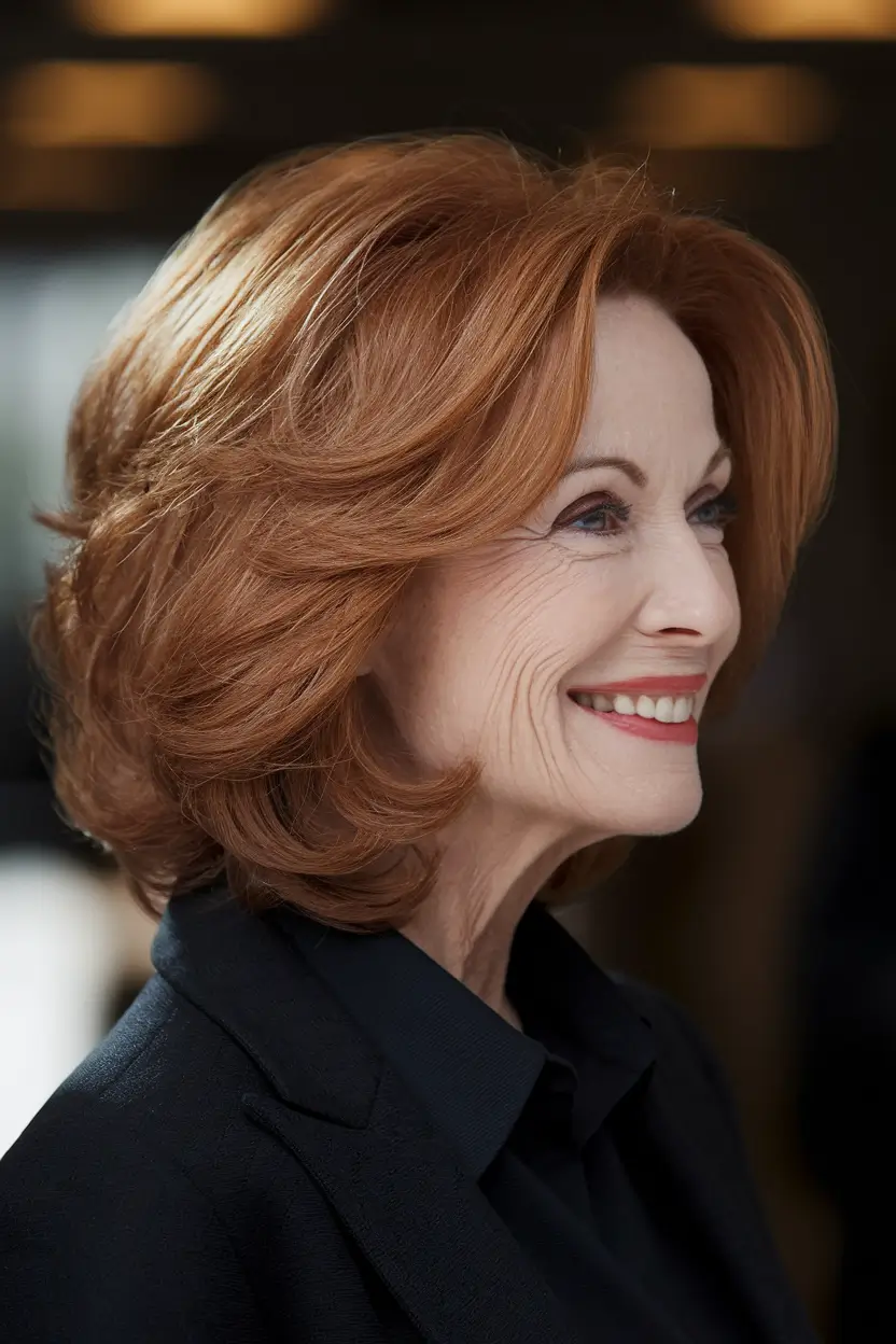 Fall 2025 Hair Color Guide for Women Over 50 Voluminous Copper Curls with Retro Vibes
