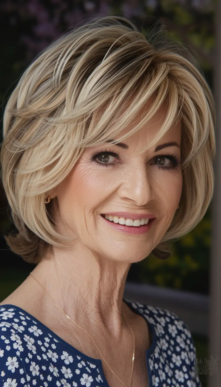 hairstyles for women over 60 fine hair Soft Ash Blonde Bob with Feathered Layers
