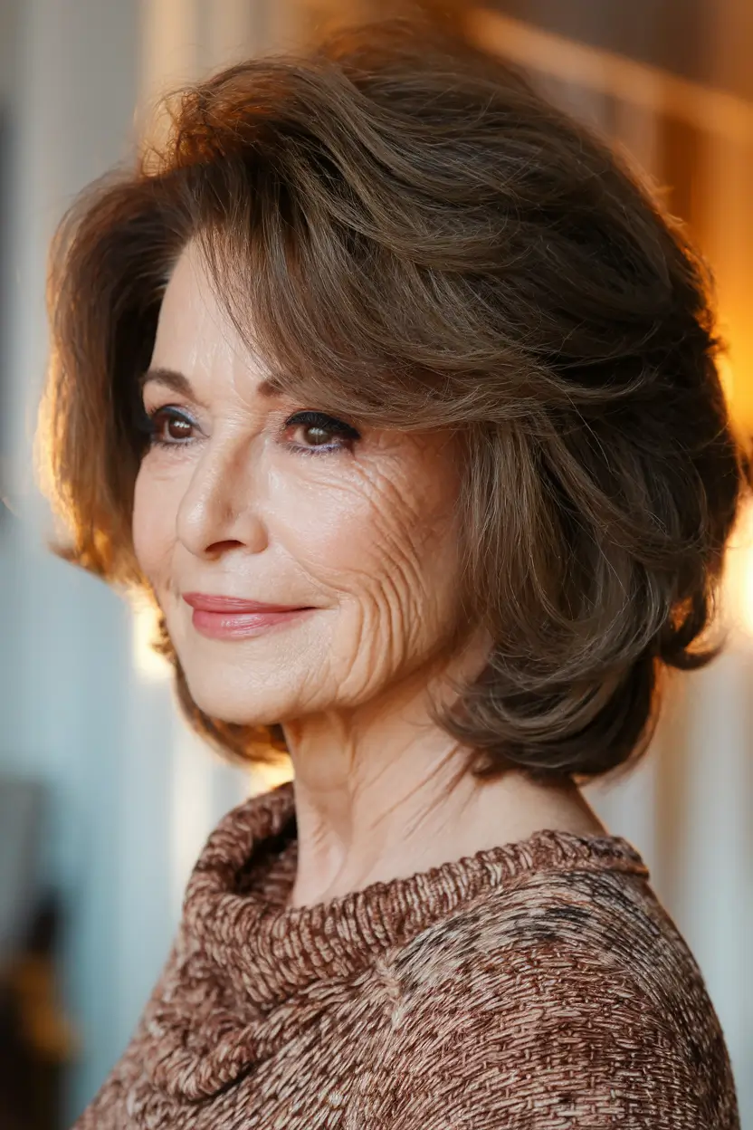 hairstyles-for-women-over-60-medium-Rich-Walnut-Layered-Bob-with-Backcombed-Volume