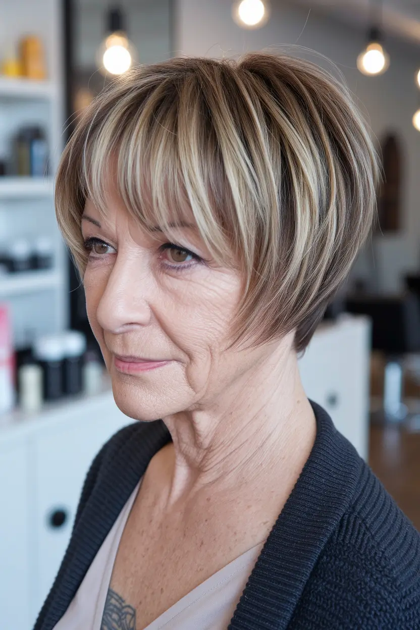 hairstyles for women over 60 fine hair Rounded Bob with Soft Blonde Dimension