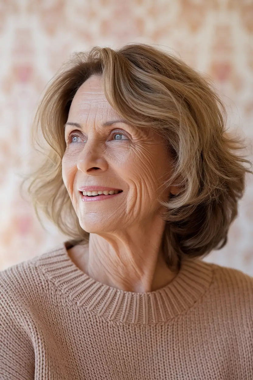 hairstyles-for-women-over-60-medium-wavy-Soft-Mushroom-Blonde-Bob-with-Natural-Volume