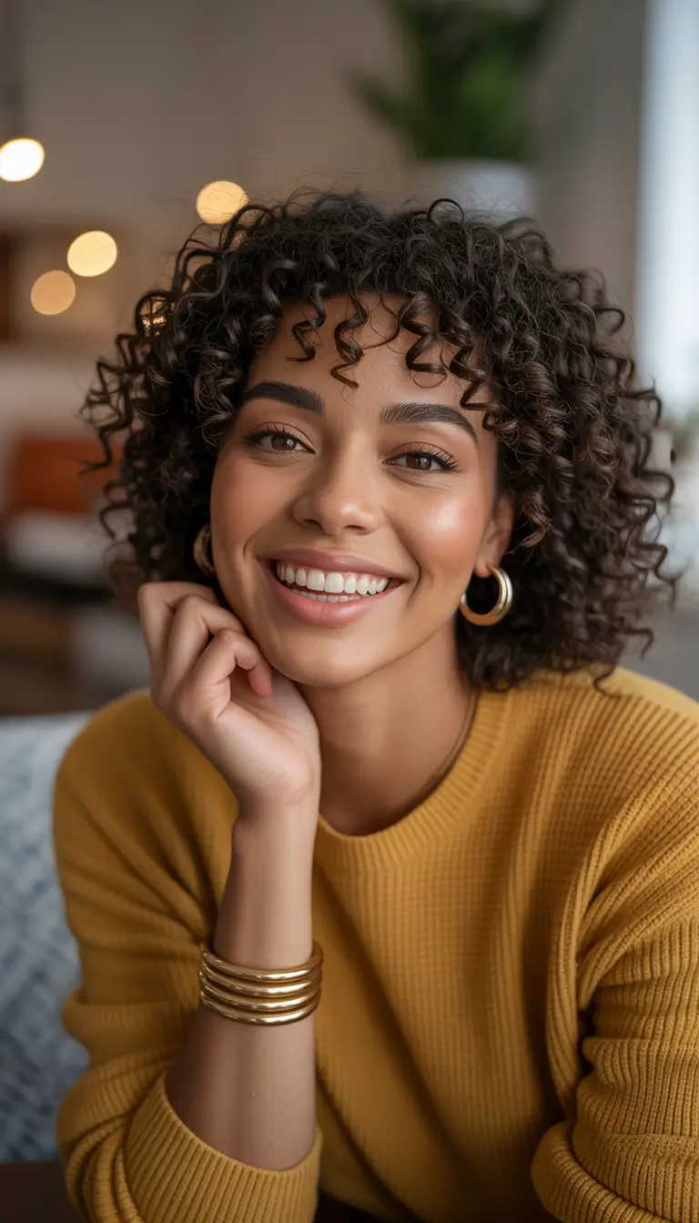 fall hair color for black women Natural Curls with Chocolate Hues