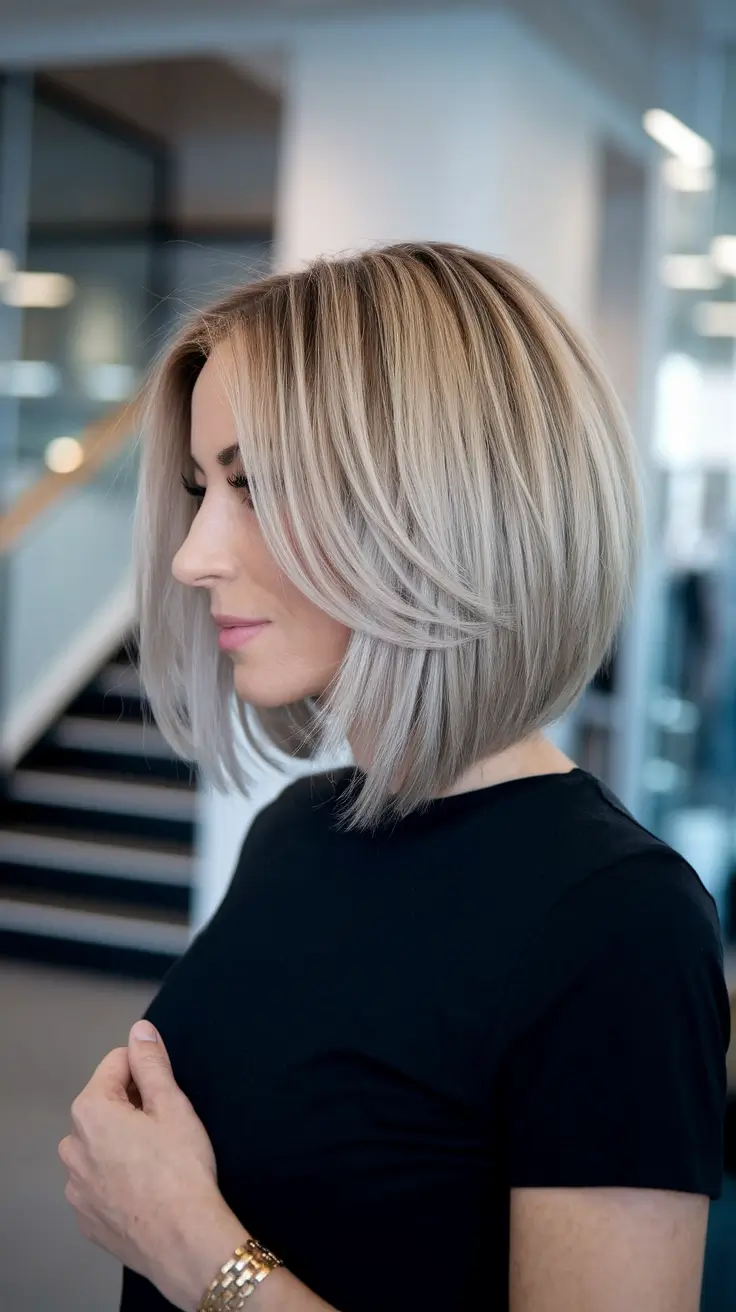 fall hair color for blondes ash Cool Blonde Bob with Ashy Low Lights