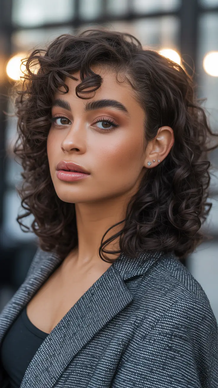 deep brunette hair color for fall Rich Espresso Coils with Defined Shape