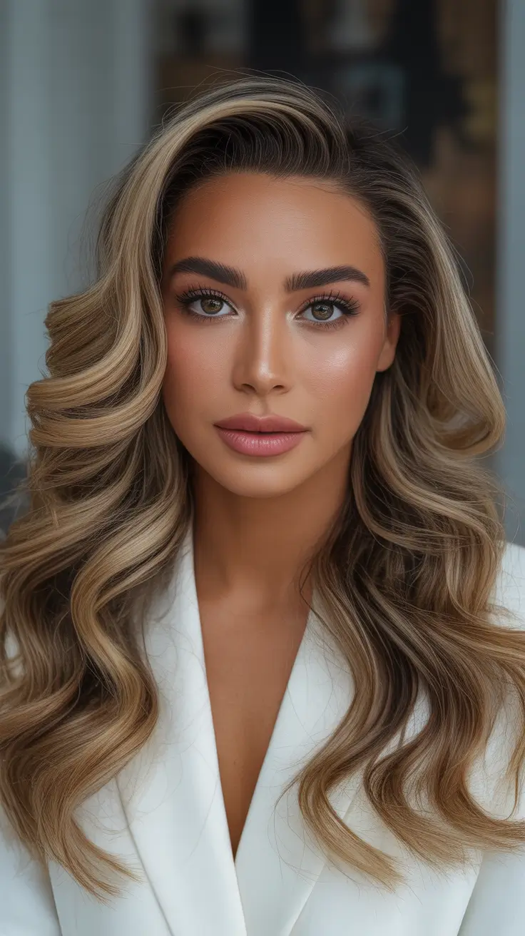deep fall color palette hair Golden Mocha with Hollywood Volume