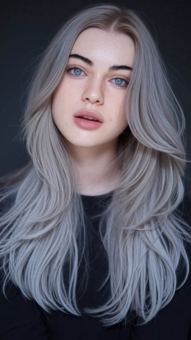 fall hair colors for cool skin tones Frosted Silver Blonde With Smoky Roots