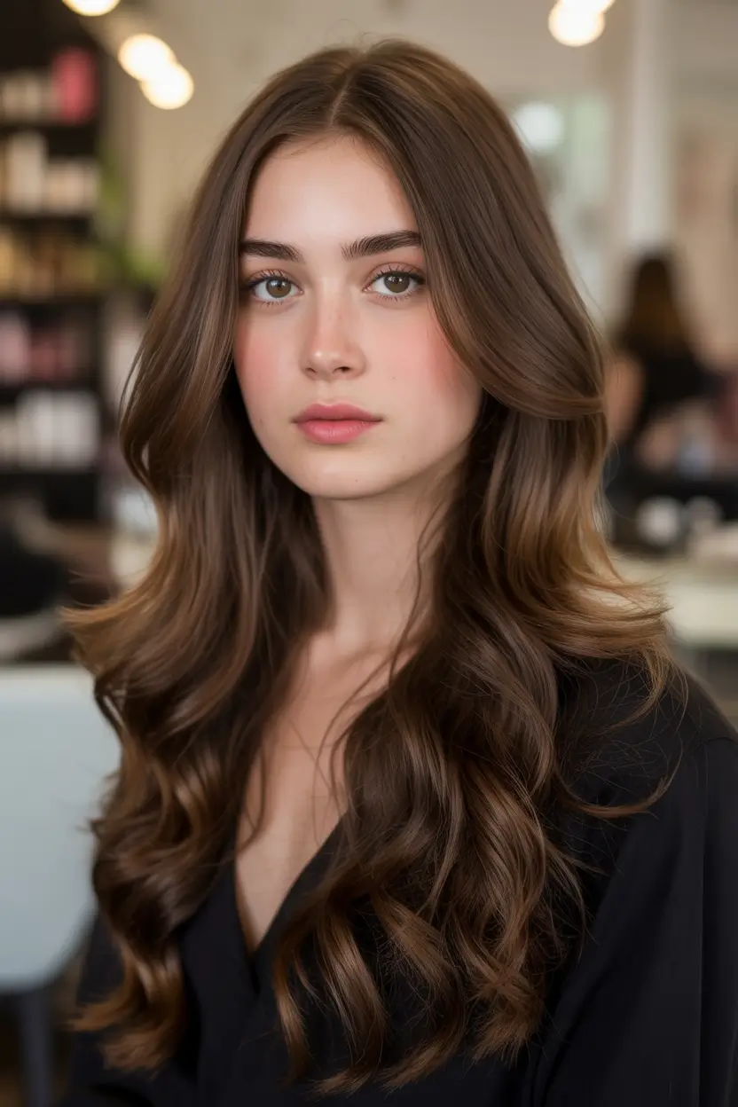 fall hair colors for cool skin tones Glossy Truffle Brown Waves