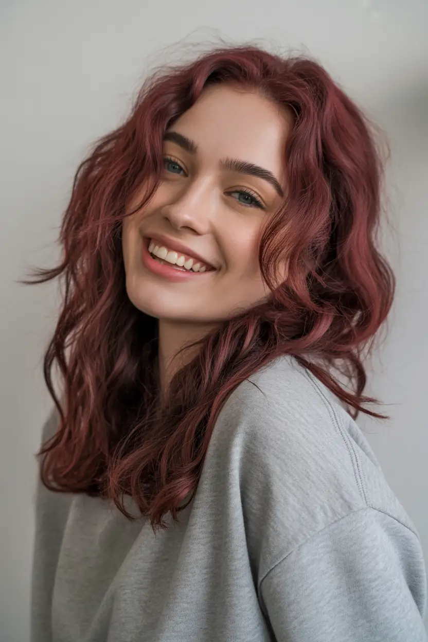fall hair colors for cool skin tones Muted Berry Red Layers