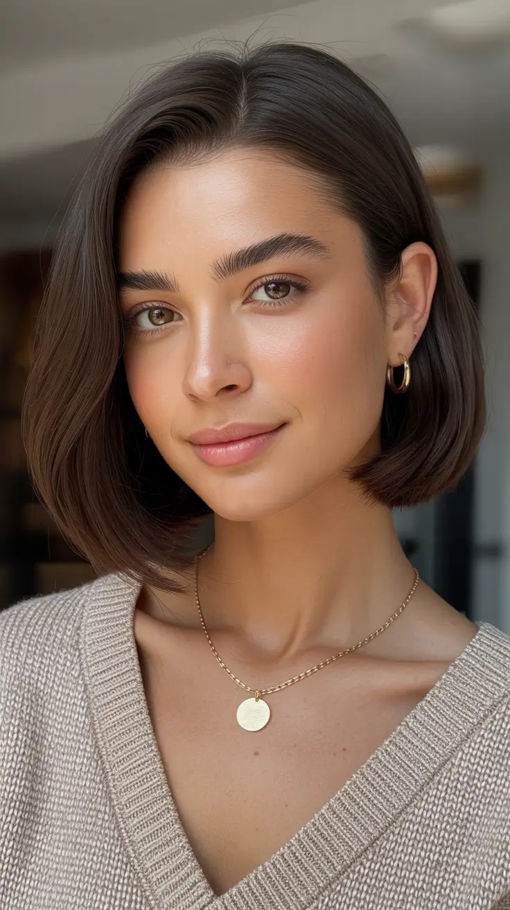 Fall hair colors for warm skin tones Chic Chestnut Bob for Crisp October Days