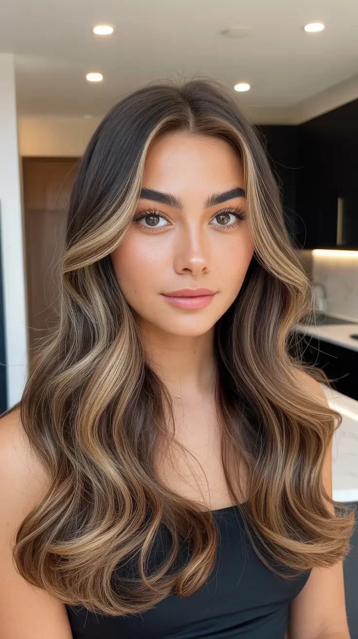 Fall hair colors for warm skin tones Hazelnut Ribbons Framing a Soft Brunette Base