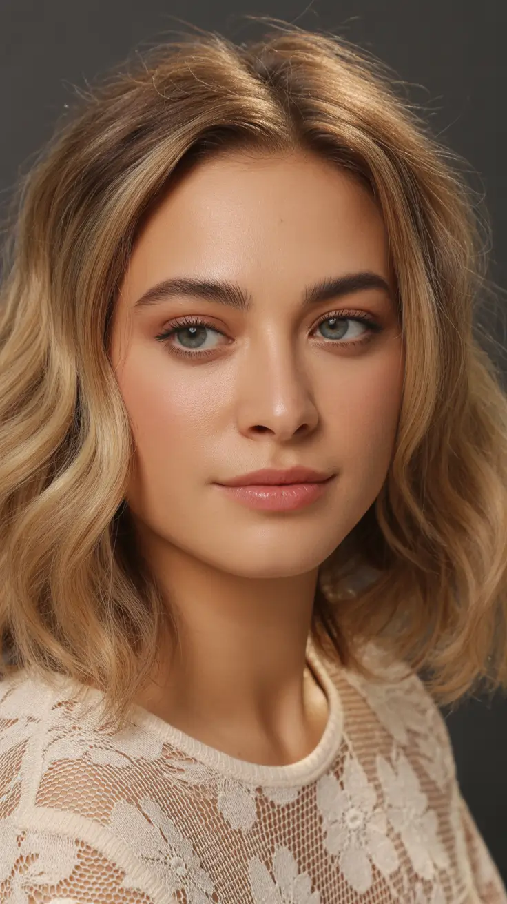 Fall hair colors for warm skin tones Undone Honey Blonde Lob with Soft Waves