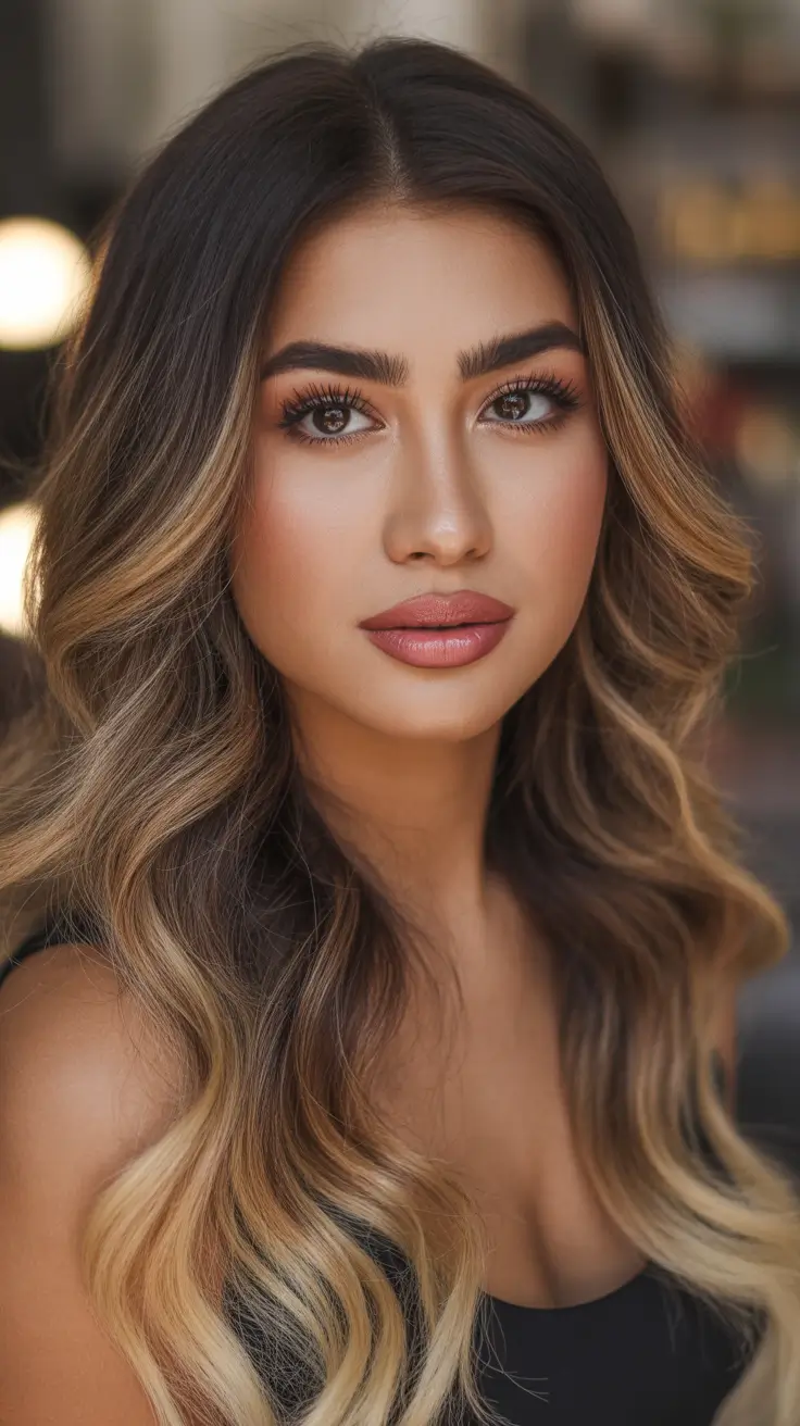 Fall hair colors for warm skin tones High-Contrast Sunkissed Ends on Dimensional Brunette