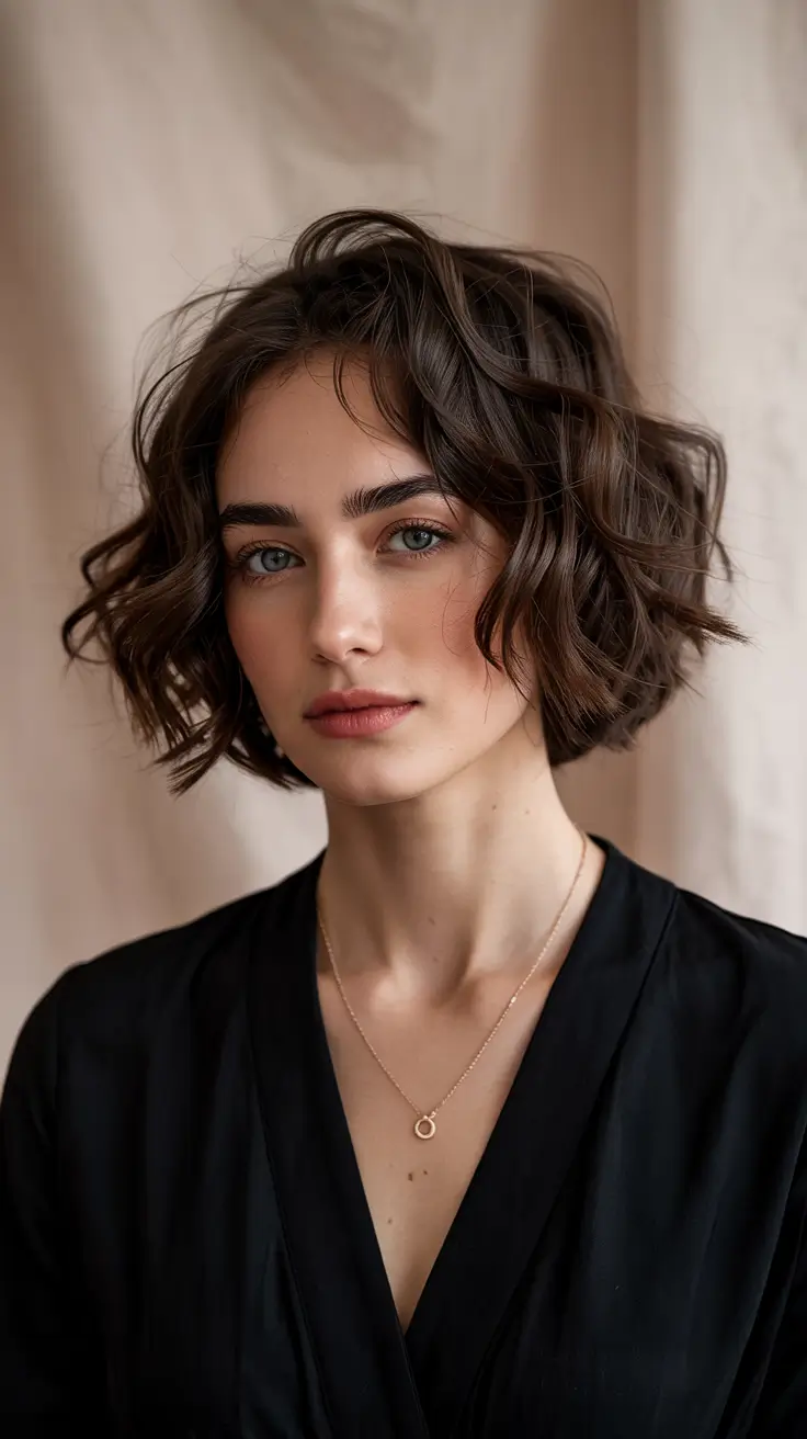 fall haircuts 2025 Wavy Bob with Tousled Texture