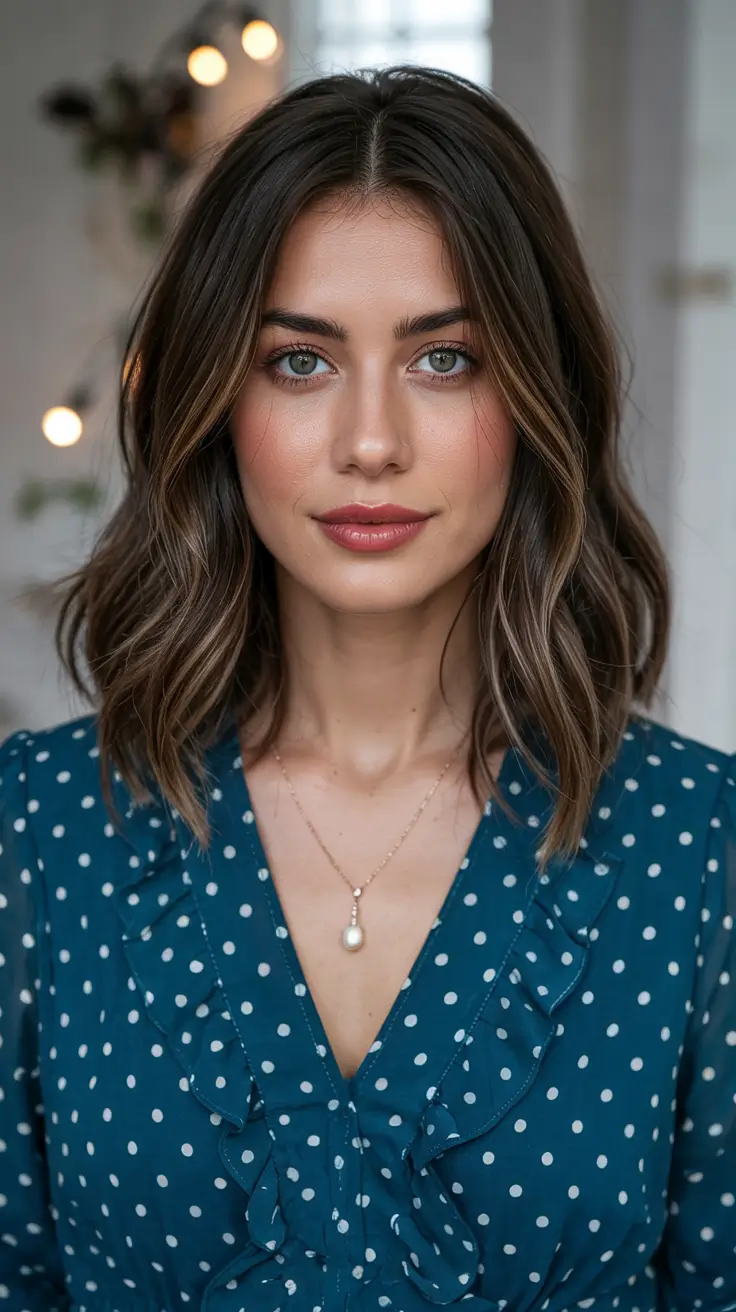 fall haircuts 2025 Loose Waves with Classic Collarbone Length