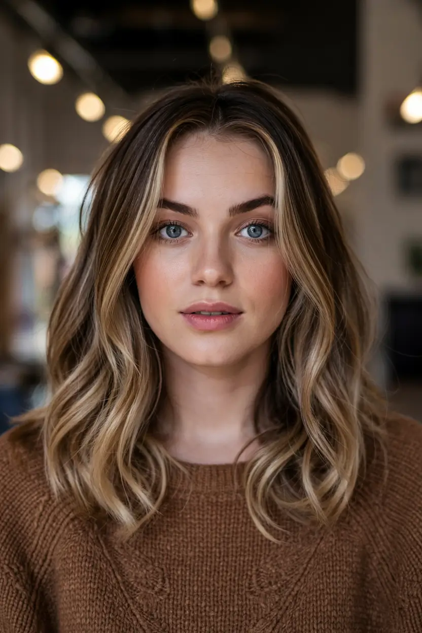 fall haircuts 2025 Sun-Kissed Layers with Middle Part