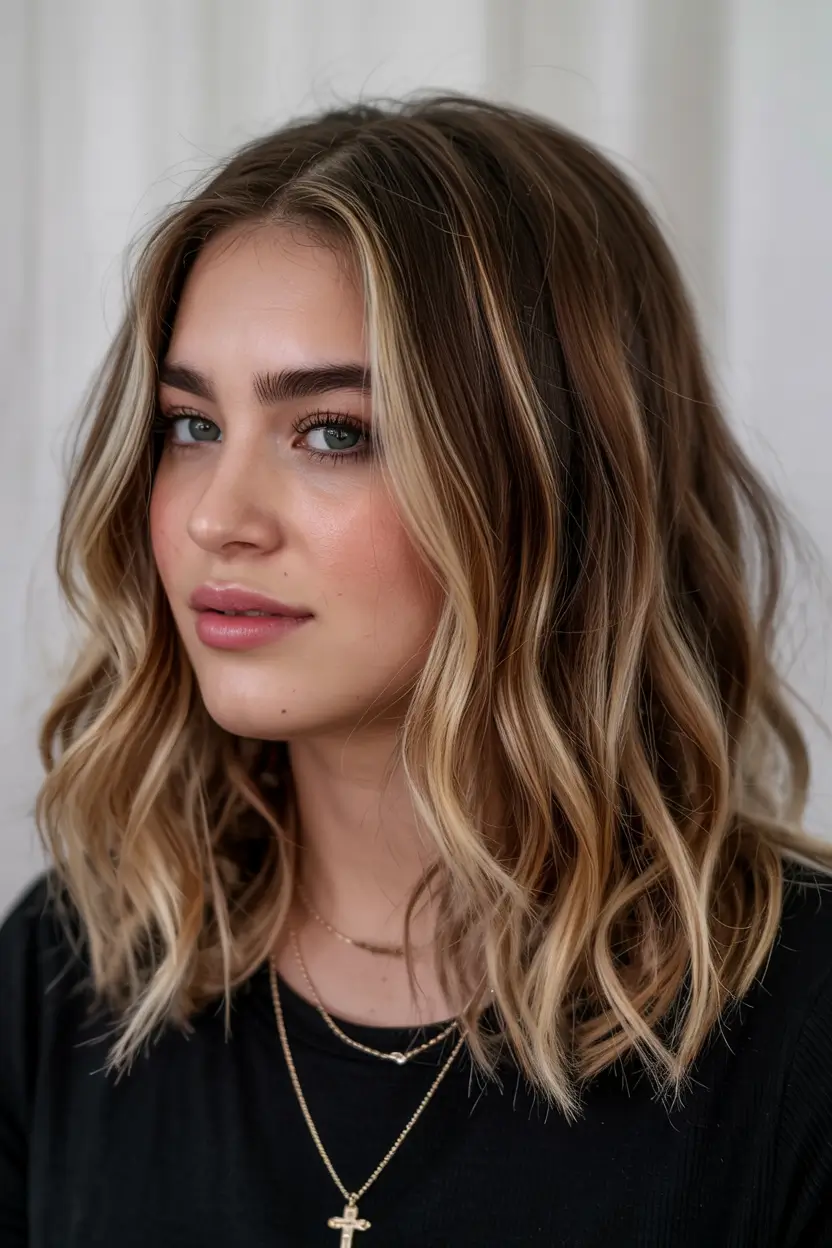 fall haircuts 2025 Golden Honey Lob with Loose Curls